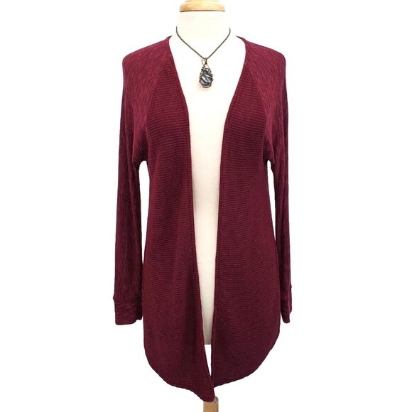 American Eagle Outfitters Maroon Open Front Cardigan Sweater Size Small Petite - Picture 8 of 9